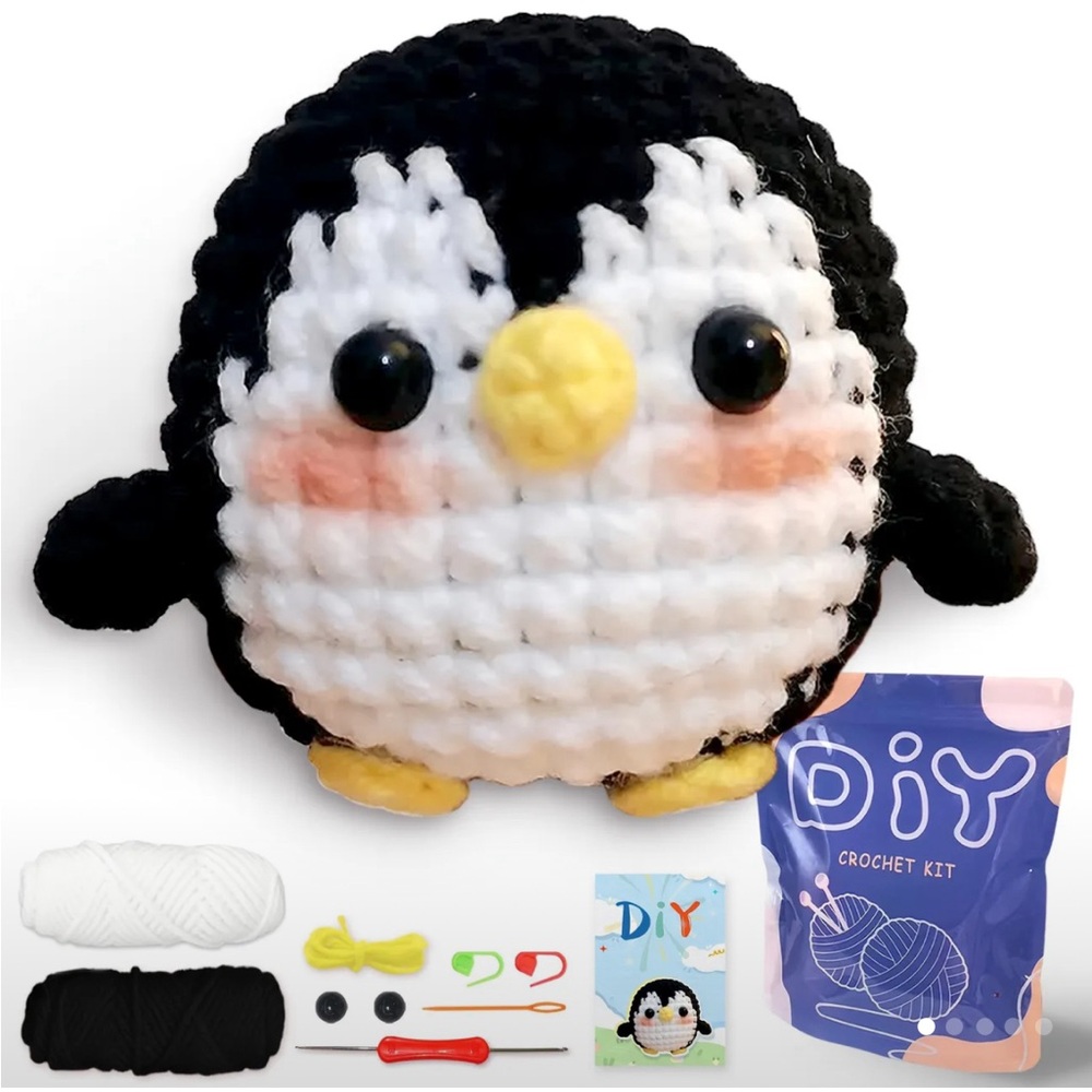 DIY Crochet Kit - Black and White Penguin